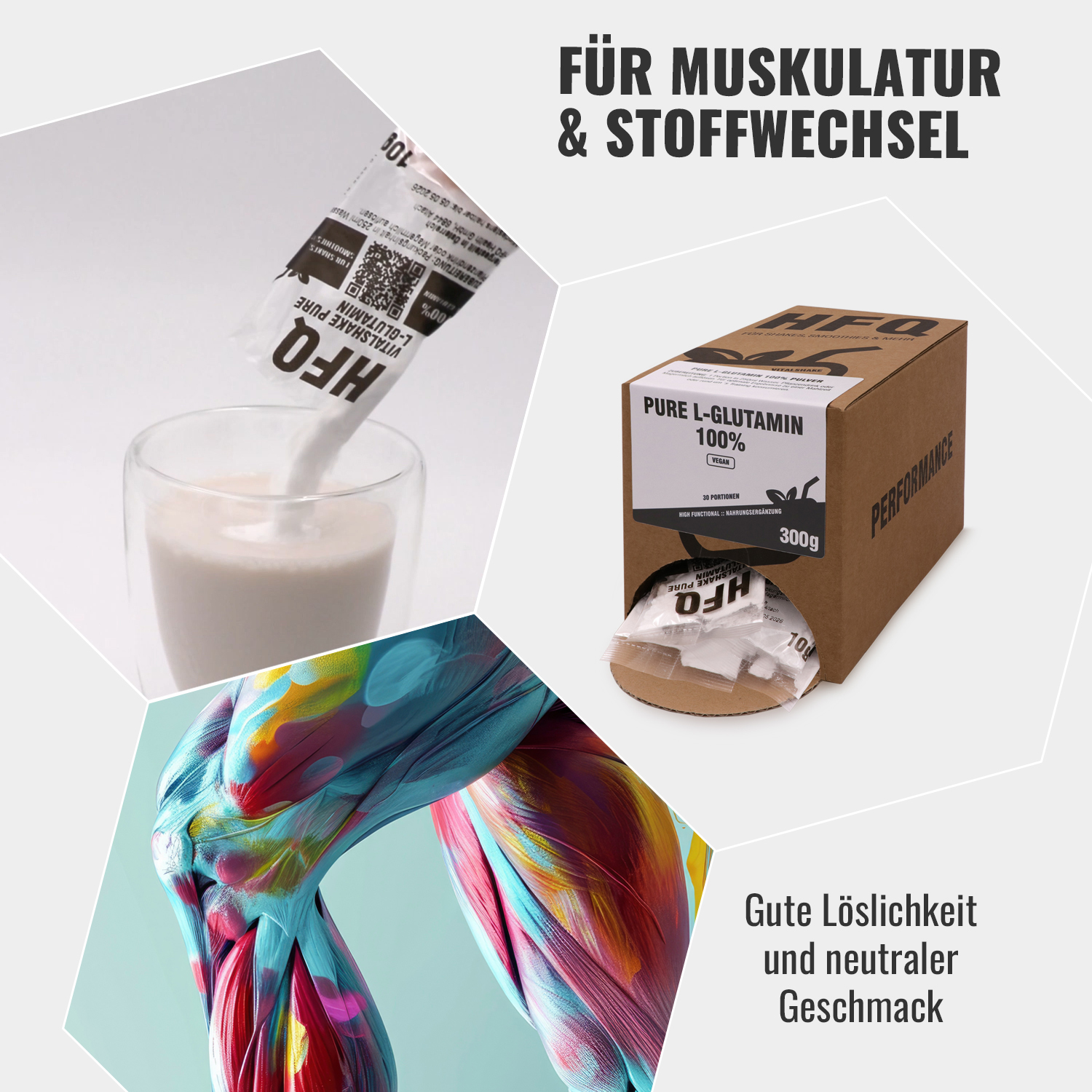 HFQ Vitalshake L-Glutamin für Muskulatur und Stoffwechsel