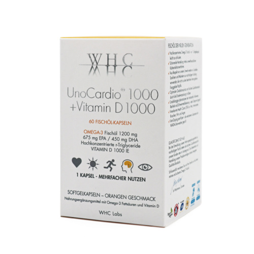 UnoCardio 1000 + Vitamin D 1000 – Omega-3 Kapseln von WHC